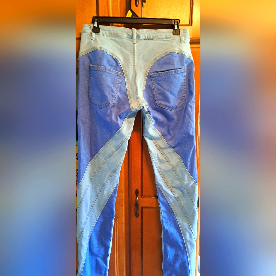 My Boo Color Block Skinny Denim Pant/Jeans Light Blue-Dark Blue Contrast Lrg